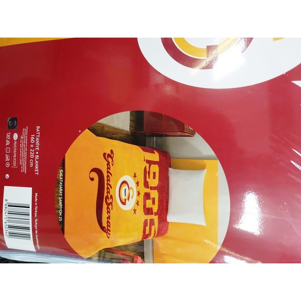 Taç Taraftar Lisanslı Tek Kişilik Battaniye (160x220)-GALATASARAY ŞAMPİYON