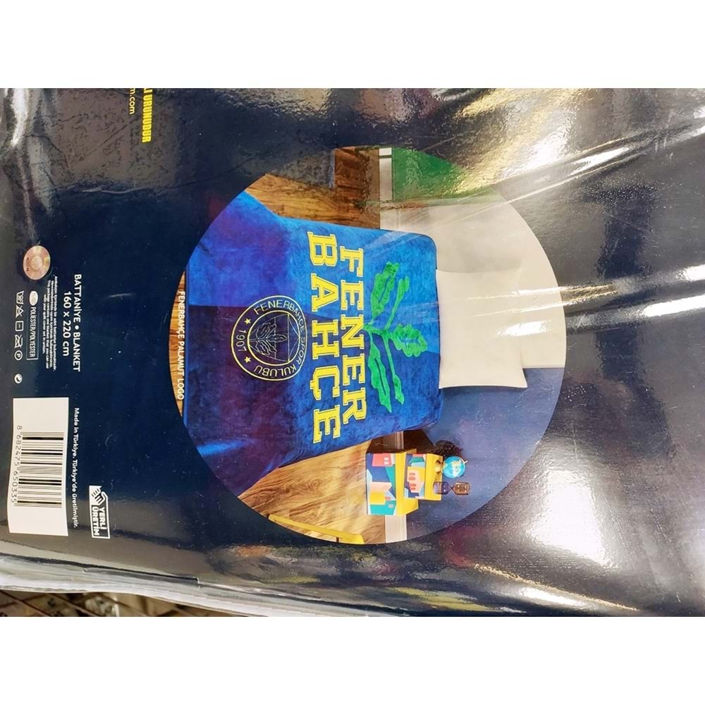 Taç Taraftar Lisanslı Tek Kişilik Battaniye (160x220)-FENERBAHÇE PALAMUT LOGO