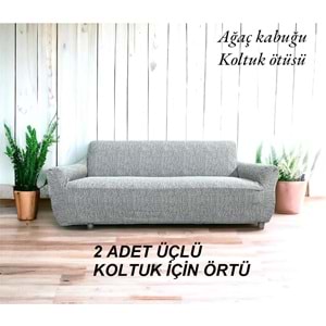 Altın Kelebek Jakarlı Streç Kaplama Maxi Çekyat Koltuk Örtüsü (3+3)-Gri YENİ