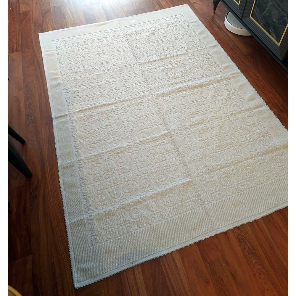 Pamuklu Bukle Lüks Kilim (80x125)-Spiral Krem
