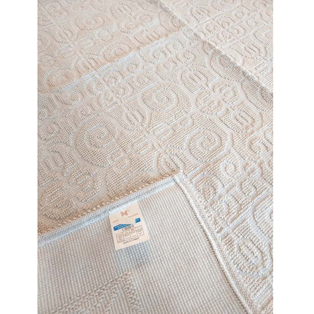 Pamuklu Bukle Lüks Kilim (80x125)-Spiral Krem