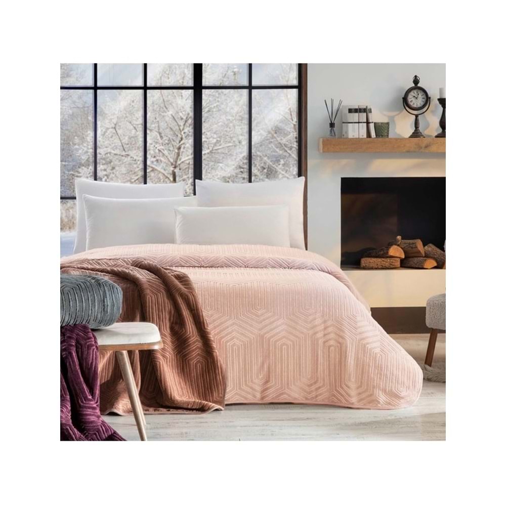 Özdilek Prestige Kalın Embos Çift Kişilik Battaniye (220x240)-Cameo Rose