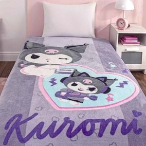 Taç Lisanslı Tek Kişilik Çocuk Battaniye (160x220)-Kuromi Fun