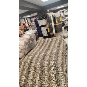 Aksu Safari Çift Kişilik Ultra Yumuşak Embos Vizon Battaniye (200x240)-Leopar Bej