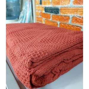 Şaheser %100 Pamuk Çift Kişilik Pike 240x220 (Tek Pike)-Brick Red