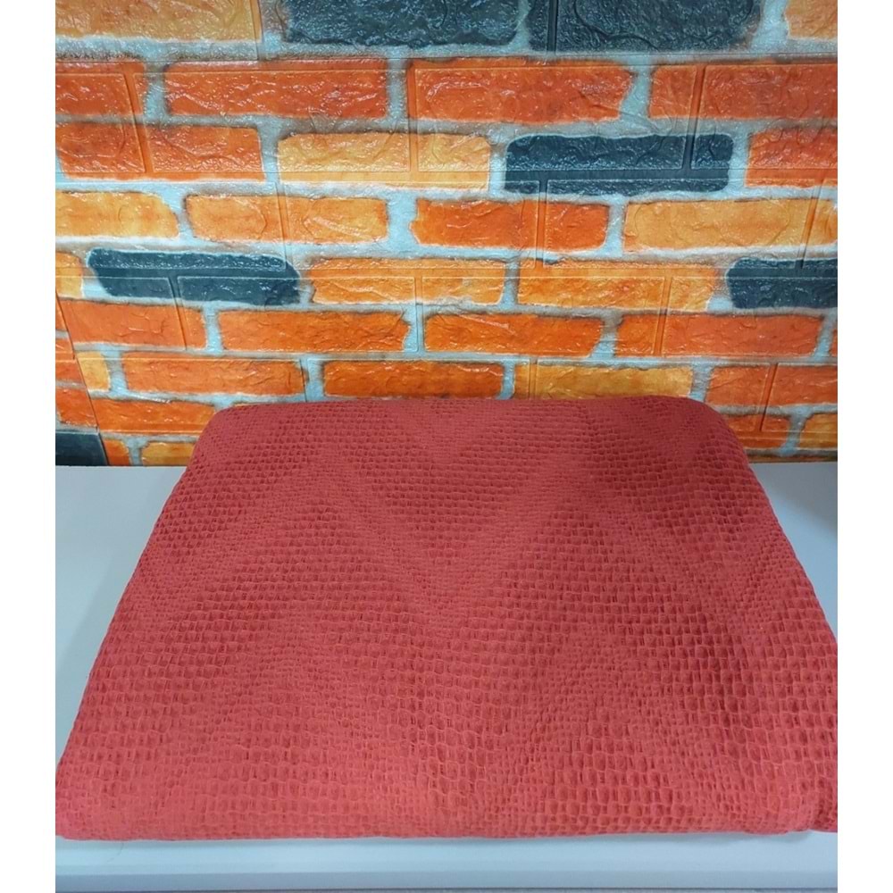 Şaheser %100 Pamuk Çift Kişilik Pike 240x220 (Tek Pike)-Brick Red