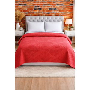 Şaheser %100 Pamuk Çift Kişilik Pike 240x220 (Tek Pike)-Brick Red KİREMİT