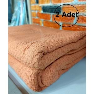 2 Adet Şaheser %100 Pamuk Çift Kişilik Pike 240x220 (Tek Pike)-Portakal