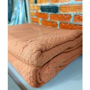 2 Adet Şaheser %100 Pamuk Çift Kişilik Pike 240x220 (Tek Pike)-Portakal