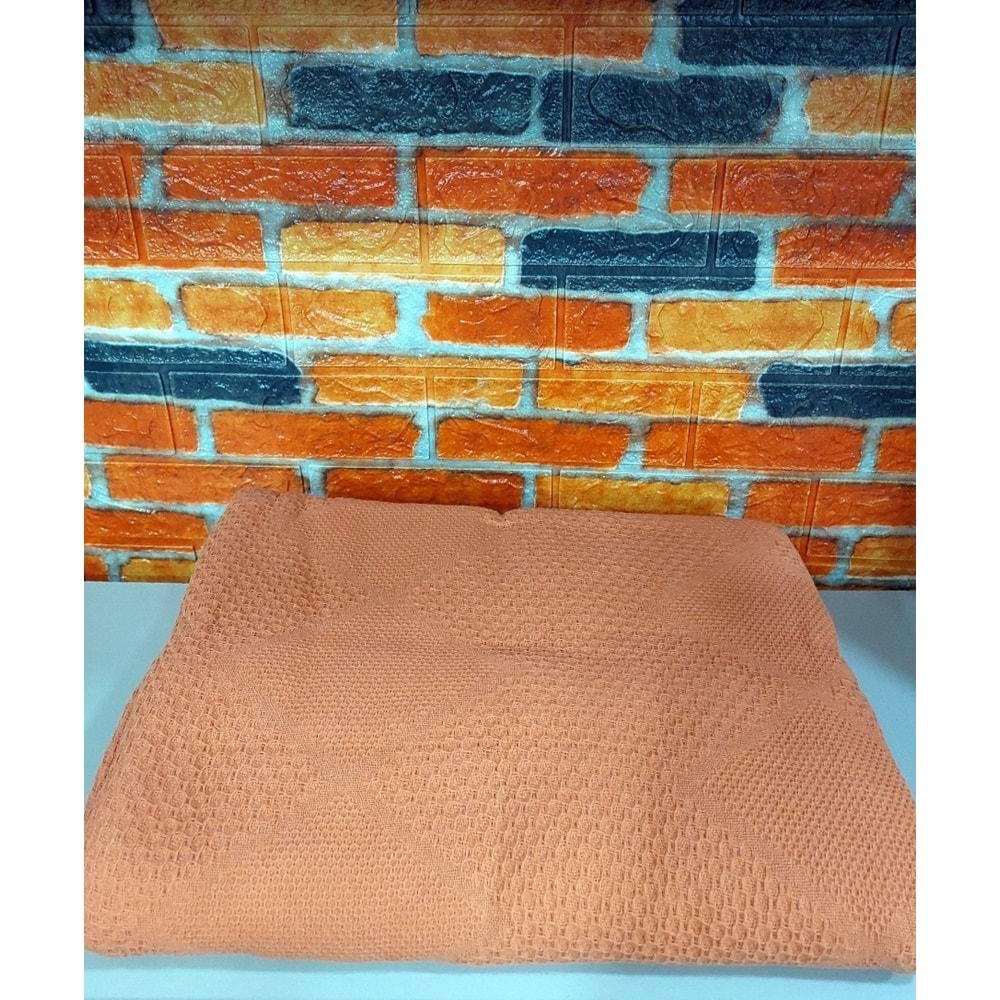 2 Adet Şaheser %100 Pamuk Çift Kişilik Pike 240x220 (Tek Pike)-Portakal