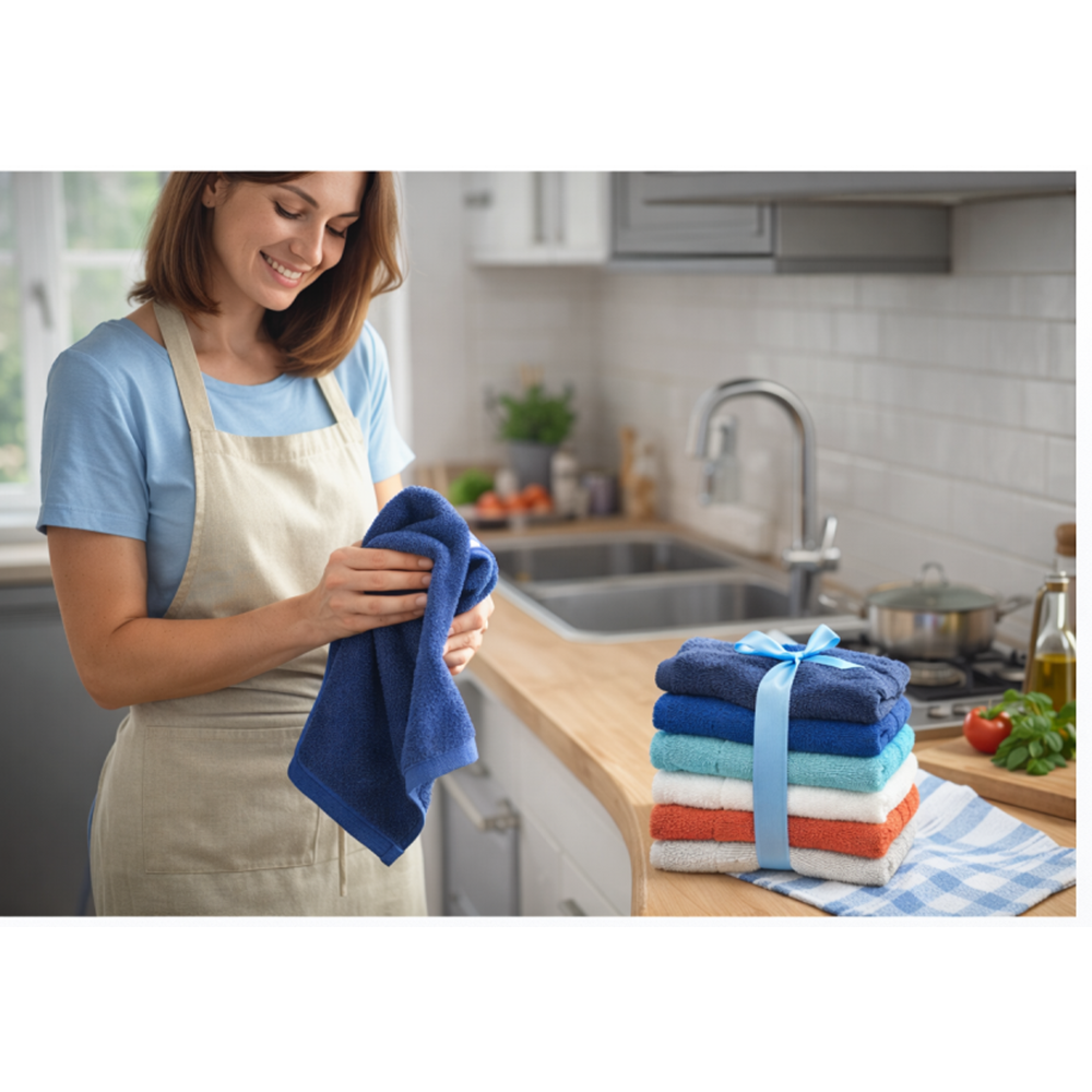Özdilek Svv Border Kalın & Yumuşak Mutfak Havlusu (33x33) - Midnight (Gece Mavisi)