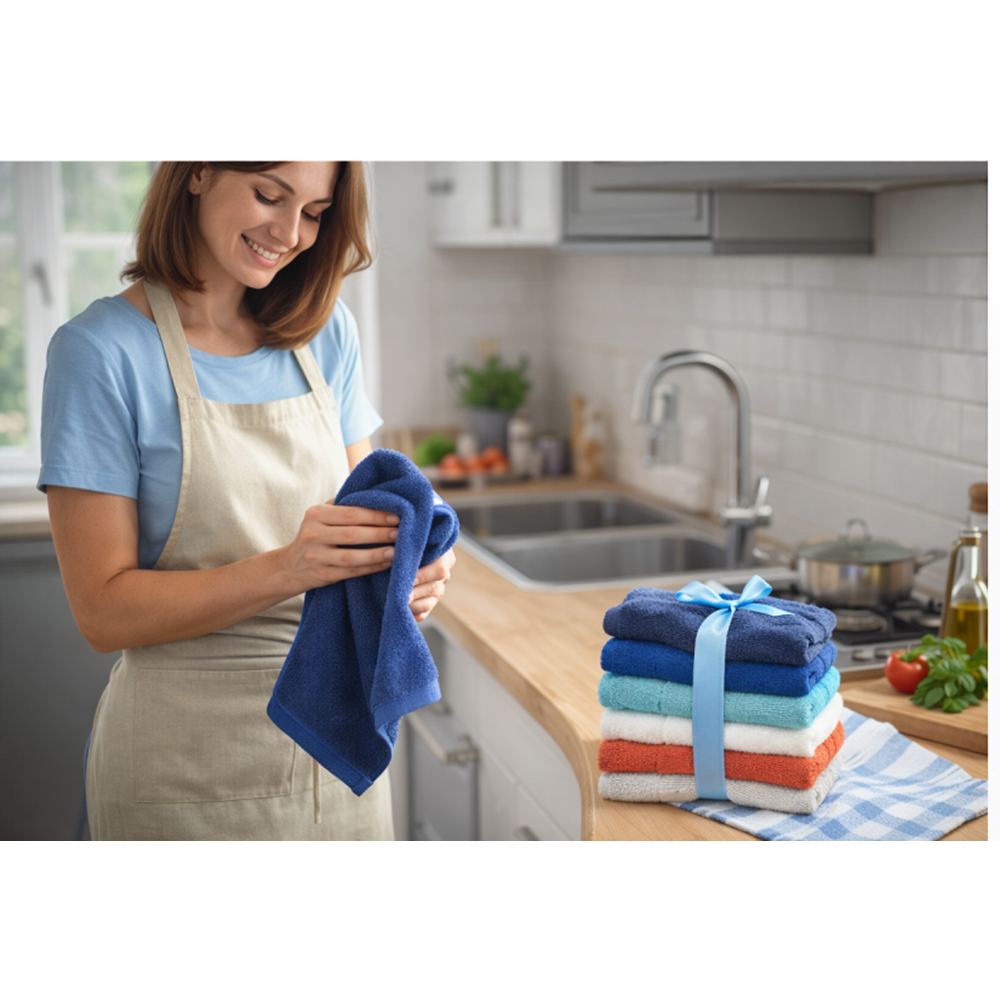 Özdilek Svv Border Kalın & Yumuşak Mutfak Havlusu (33x33) - Violet (Lacivert)