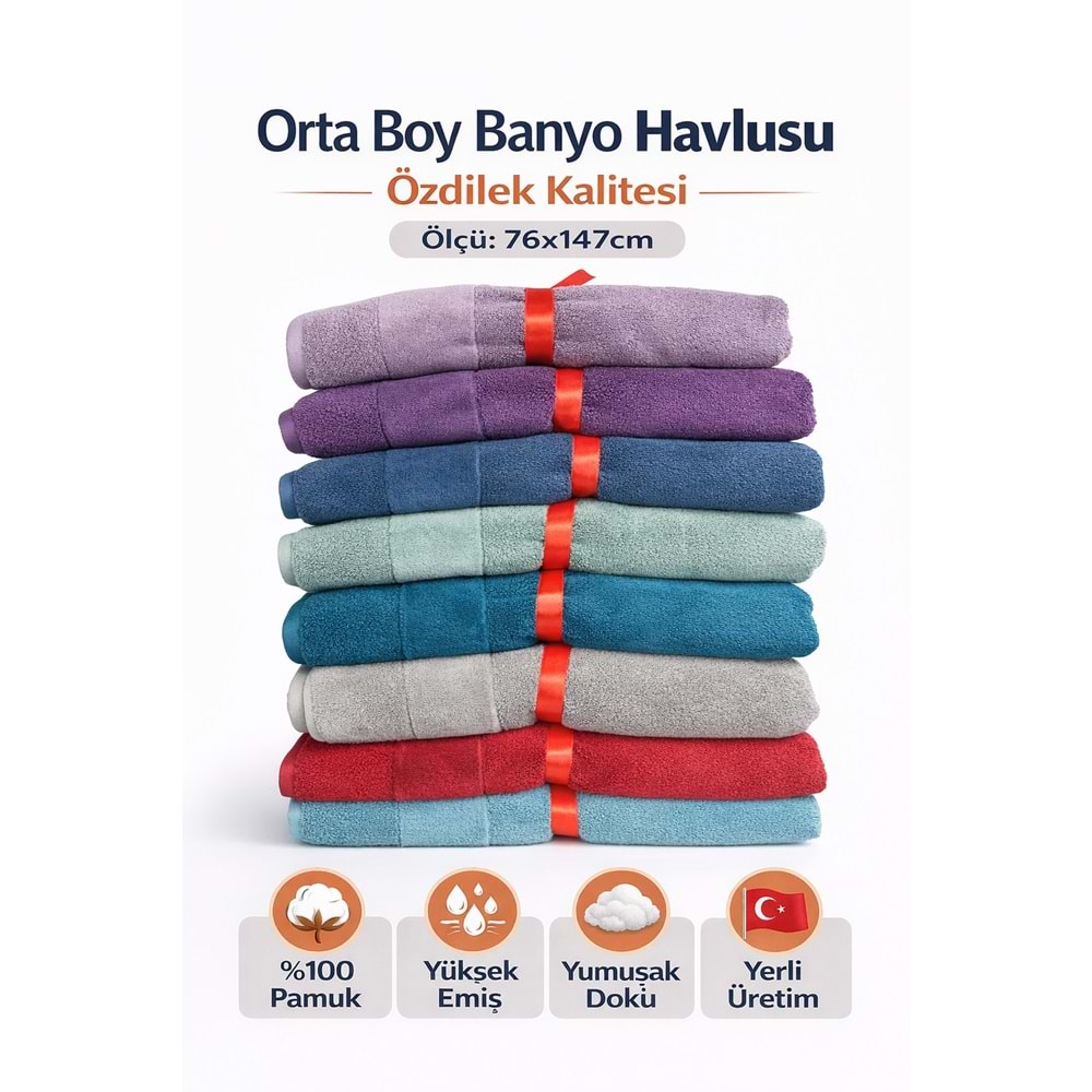 Özdilek Svv Border Orta Boy Banyo Havlusu (76x147) - Dark Teal (Koyu Turkuaz)