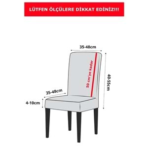 MANDAŞ 6LI SET Jakarlı Lastikli Eteksiz Sandalye Kılıfı-Şal Desen Lacivert