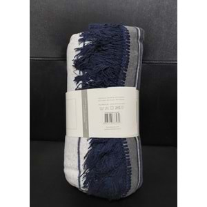 Özdilek Pamuklu Dizüstü Tv Battaniye (130x170)-Striped Mavi