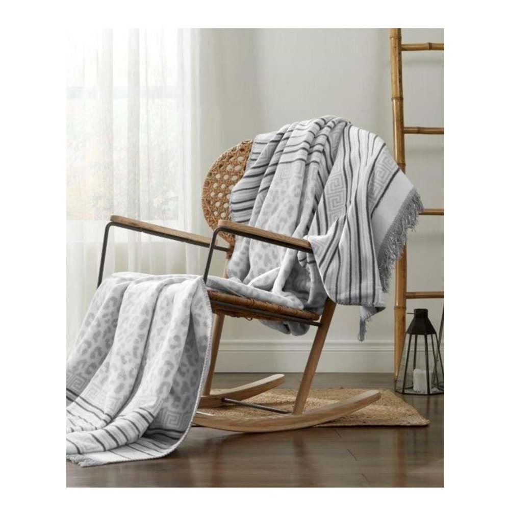 Özdilek Çift Kişilik Pamuk Battaniye (180x220)-Leopard Gri