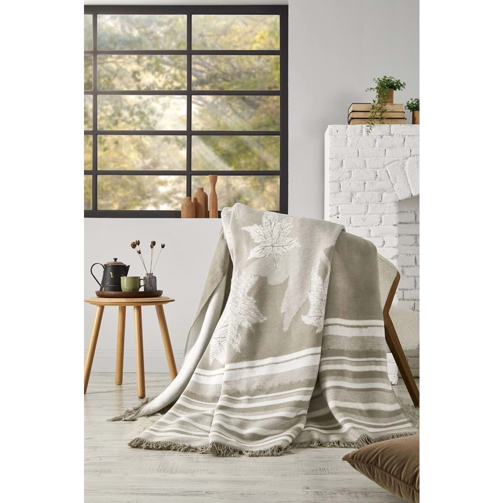 Özdilek Çift Kişilik Pamuk Battaniye (180x220)-Ahorn Bej