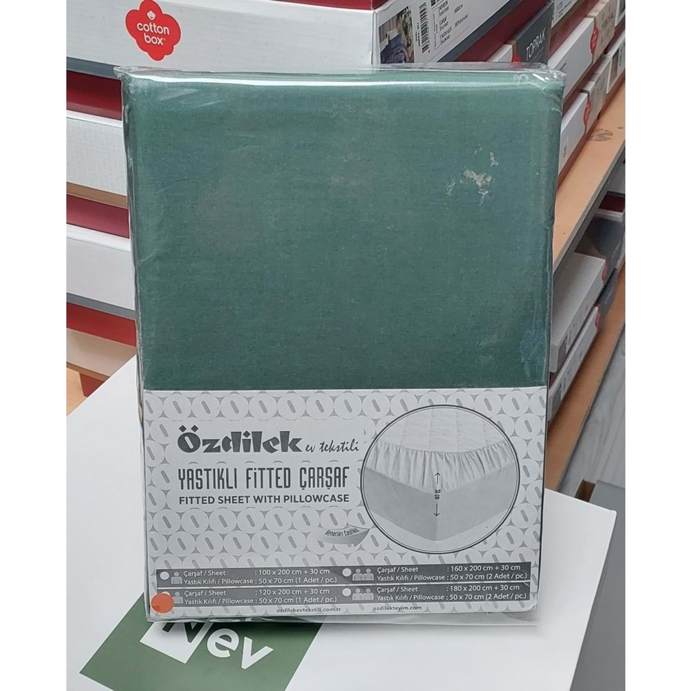 Özdilek Colourist Fitted Lastikli Tek Kişilik Battal Çarşaf Seti (120x200)-Zümrüt Yeşili