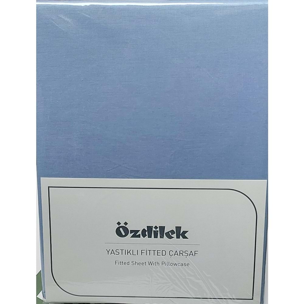 Özdilek Colourist Fitted Lastikli Battal Çift Kişilik Çarşaf Seti (180x200)-Buz Mavi