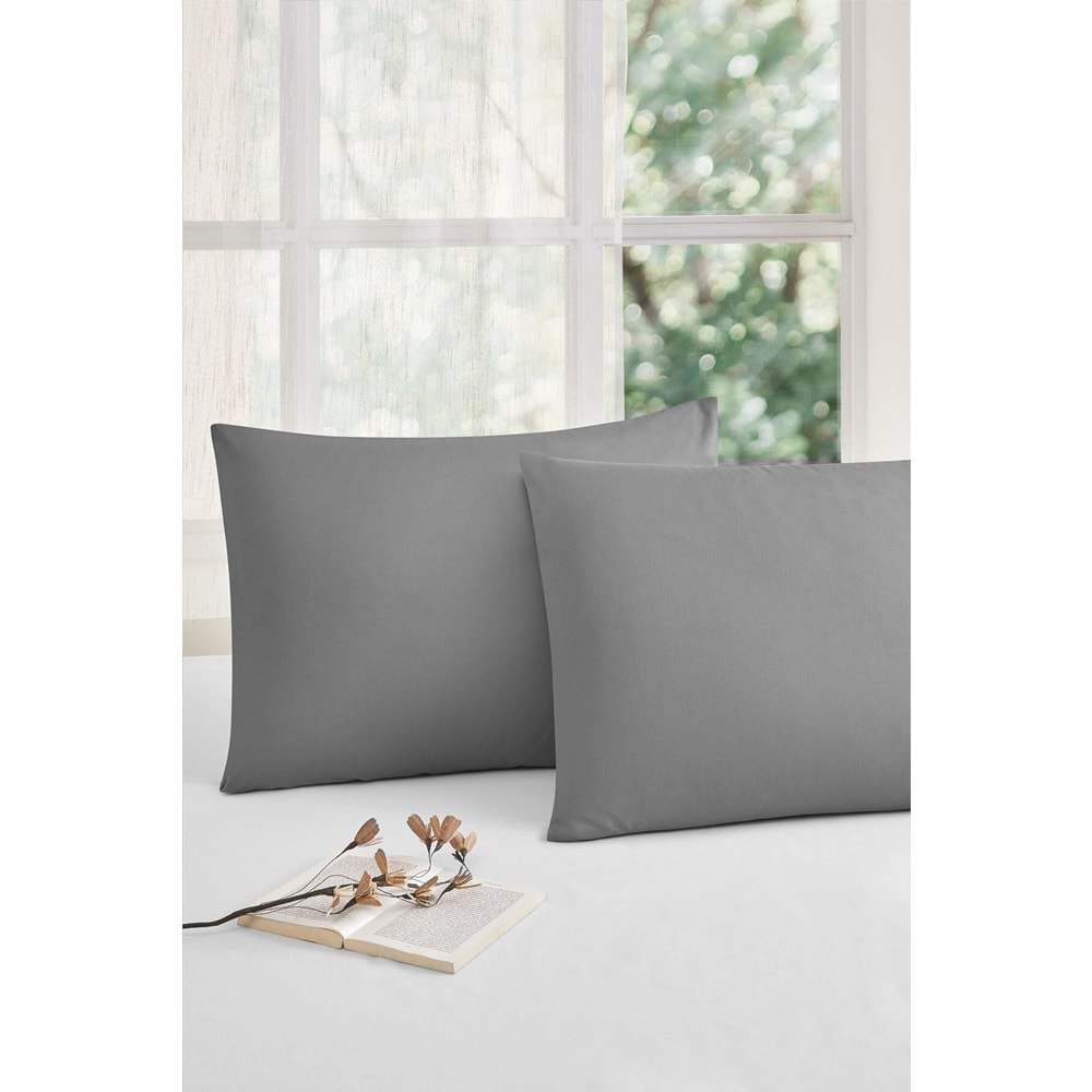 Özdilek Colourist Ranforce 2li Yastık Kılıfı (50x70)-Silver Gri