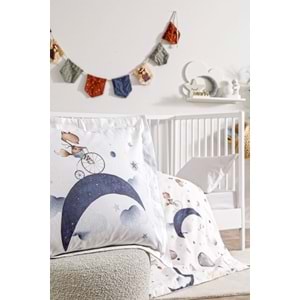 Özdilek Ranforce Bebek Beşik Nevresim Takımı-Cute Space Krem