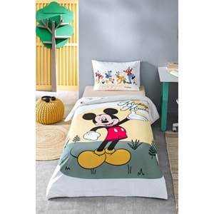 Özdilek Lisanslı Fitted Çarşaflı Tek Kişilik Çocuk Nevresim Takımı-Mickey Nomadic Sarı