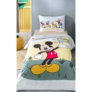 Özdilek Lisanslı Fitted Çarşaflı Tek Kişilik Çocuk Nevresim Takımı-Mickey Nomadic Sarı