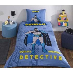 Özdilek Lisanslı Fitted Çarşaflı Tek Kişilik Çocuk Nevresim Takımı-Batman Detective Mavi