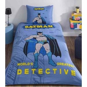 Özdilek Lisanslı Fitted Çarşaflı Tek Kişilik Çocuk Nevresim Takımı-Batman Detective Mavi