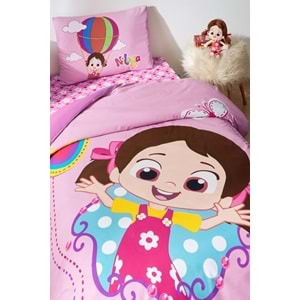 Özdilek Lisanslı Fitted Çarşaflı Tek Kişilik Çocuk Nevresim Takımı-Niloya Kelebek Pembe