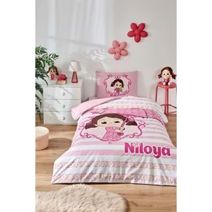 Özdilek Lisanslı Fitted Çarşaflı Tek Kişilik Çocuk Nevresim Takımı-Niloya Yağmur Pembe