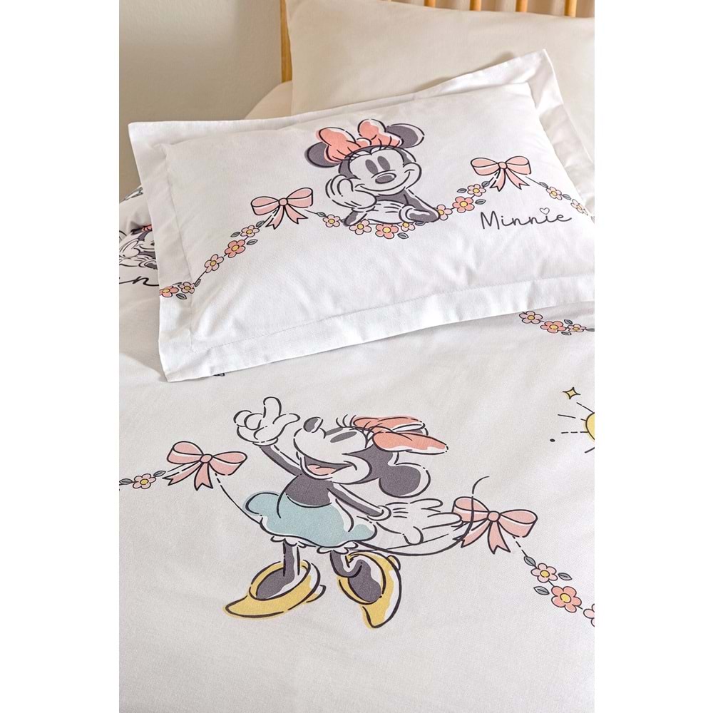 Özdilek Ranforce Lisanslı Bebek Beşik Nevresim Takımı-Minnie Mouse Bowties