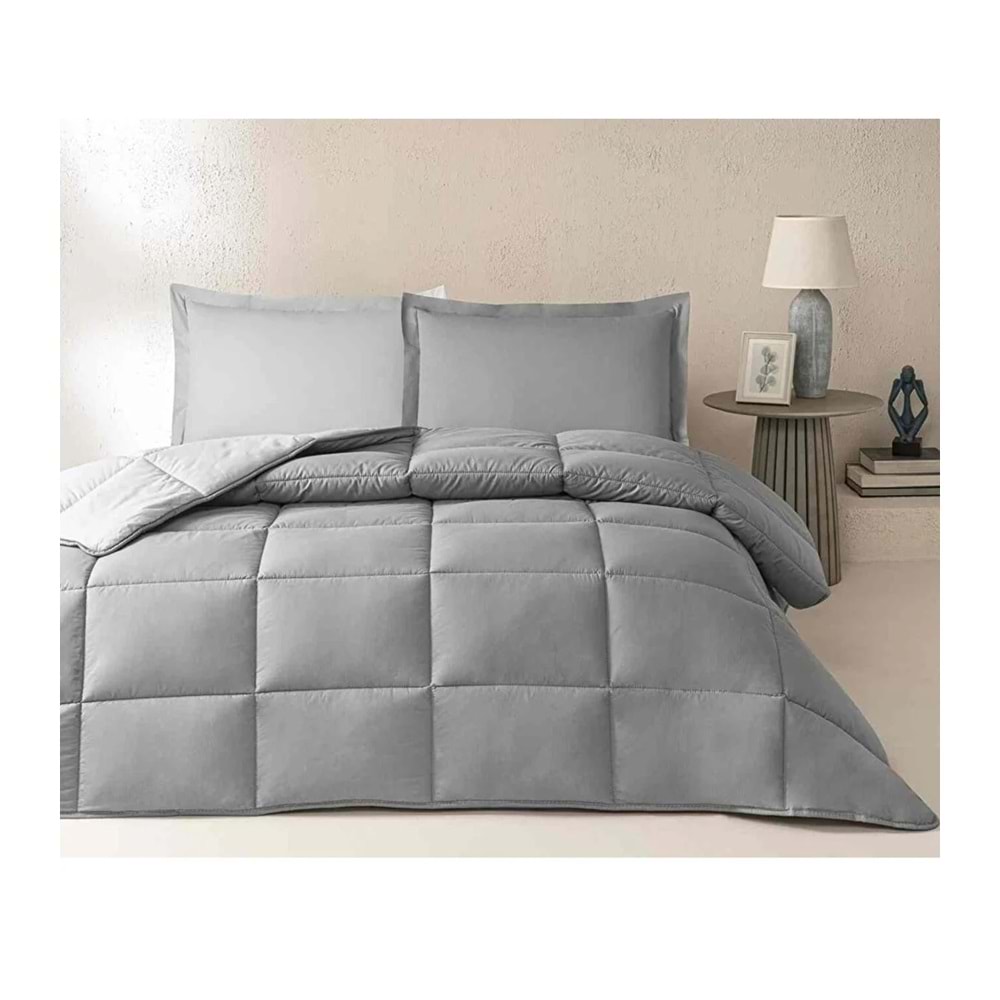 Özdilek %100 Pamuk (Çarşafı Lastikli) Çift Kişilik Yatak Seti-Colourist Kül Gri Silver