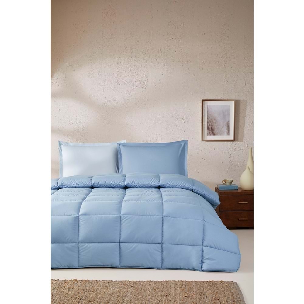 Özdilek %100 Pamuk (Çarşafı Lastikli) Çift Kişilik Yatak Seti-Colourist Buz Mavi Marina