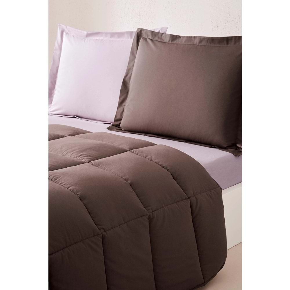 Özdilek %100 Pamuk (Çarşafı Lastikli) Çift Kişilik Yatak Seti-Colourist Vizon Mürdüm