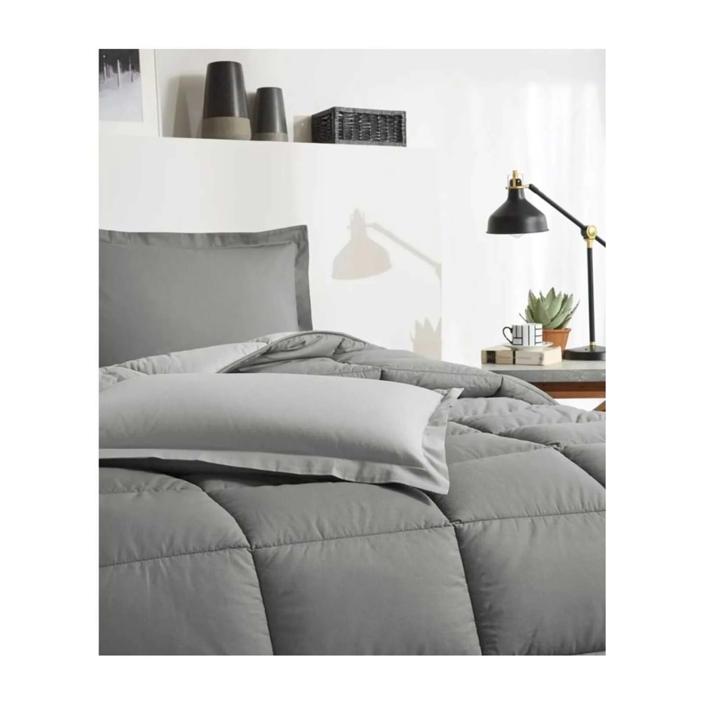 Özdilek %100 Pamuk (Çarşafı Lastikli) Tek Kişilik Yatak Seti-Colourist Kül Gri Silver