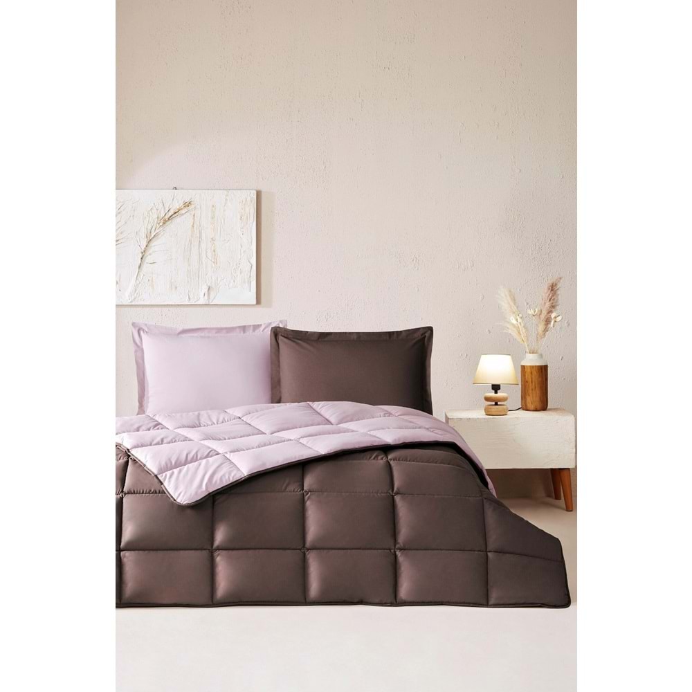 Özdilek %100 Pamuk (Çarşafı Lastikli) Tek Kişilik Yatak Seti-Colourist Vizon Mürdüm