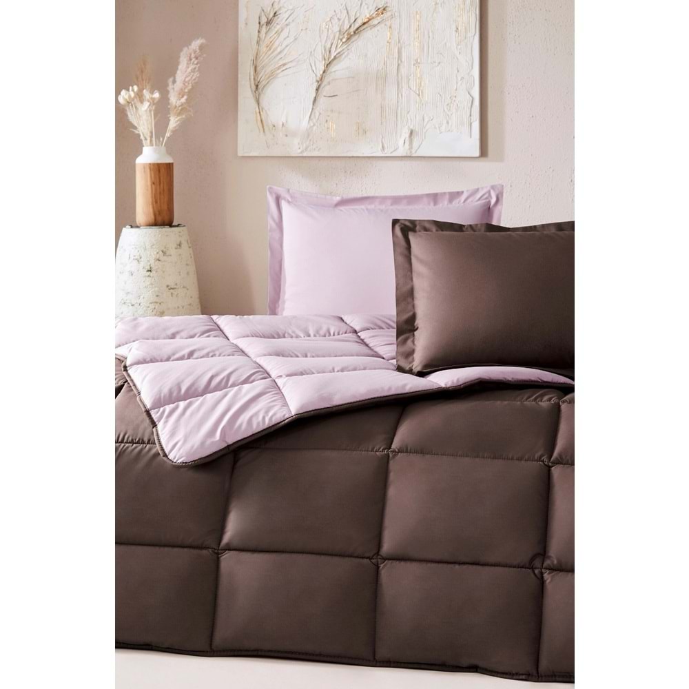 Özdilek %100 Pamuk (Çarşafı Lastikli) Tek Kişilik Yatak Seti-Colourist Vizon Mürdüm