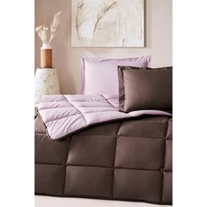 Özdilek %100 Pamuk (Çarşafı Lastikli) Tek Kişilik Yatak Seti-Colourist Vizon Mürdüm