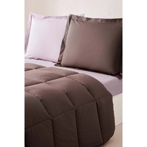 Özdilek %100 Pamuk (Çarşafı Lastikli) Tek Kişilik Yatak Seti-Colourist Vizon Mürdüm