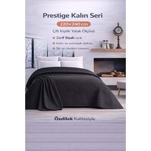 Özdilek Prestige Kalın Embos Çift Kişilik Battaniye (220x240)-Jet Black Yeni