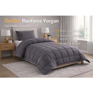 Özdilek Ranforce Pamuk Kumaş Tek Kişilik Silikon Yorgan-Antrasit