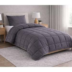 Özdilek Ranforce Pamuk Kumaş Tek Kişilik Silikon Yorgan-Antrasit