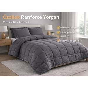 Özdilek Ranforce Pamuk Kumaş Çift Kişilik Silikon Yorgan-Antrasit