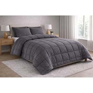 Özdilek Ranforce Pamuk Kumaş Çift Kişilik Silikon Yorgan-Antrasit