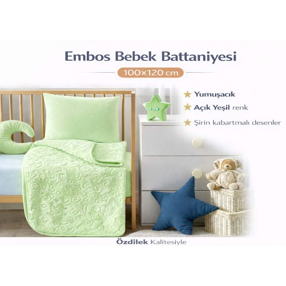Özdilek Embos Bebek Battaniyesi (100x120)-Yeşil