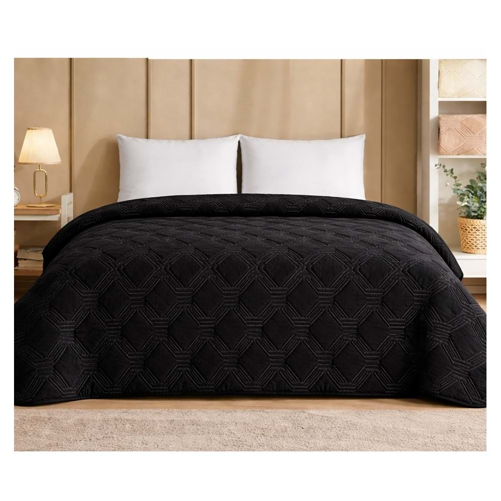 Özdilek Trendy Embos Çift Kişilik Battaniye (220x240)-Art Deco Jet Black