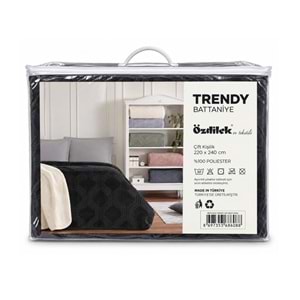 Özdilek Trendy Embos Çift Kişilik Battaniye (220x240)-Art Deco Jet Black