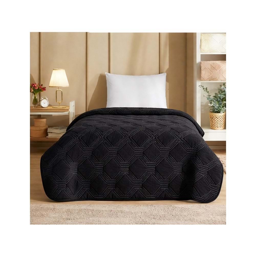 Özdilek Trendy Embos Tek Kişilik Battaniye(155x220)-Art Deco Jet Black