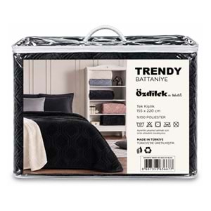 Özdilek Trendy Embos Tek Kişilik Battaniye(155x220)-Art Deco Jet Black